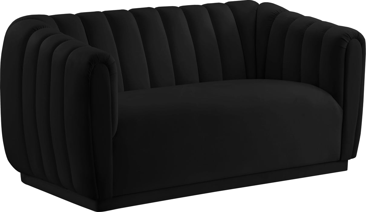 Dixie Black Velvet Loveseat - Bargain Furniture (Detroit, MI)