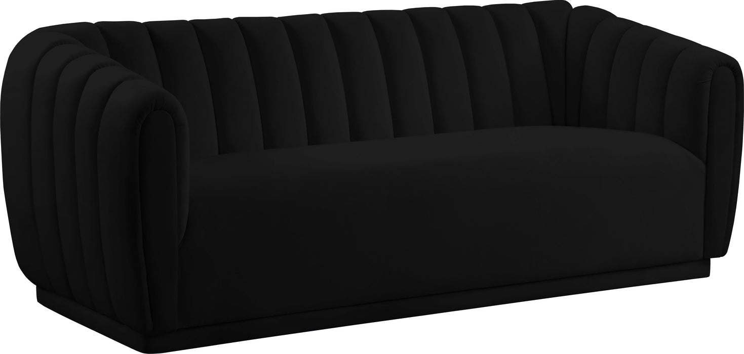 Dixie Black Velvet Sofa - Bargain Furniture (Detroit, MI)