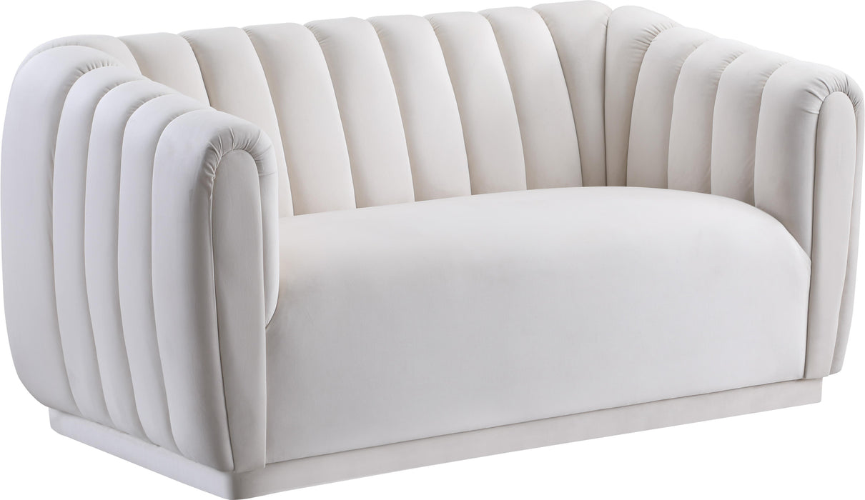 Dixie Cream Velvet Loveseat - Bargain Furniture (Detroit, MI)