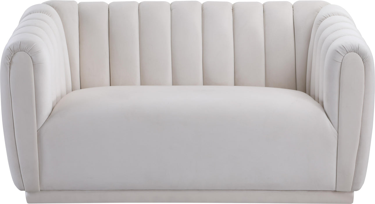 Dixie Cream Velvet Loveseat - Bargain Furniture (Detroit, MI)