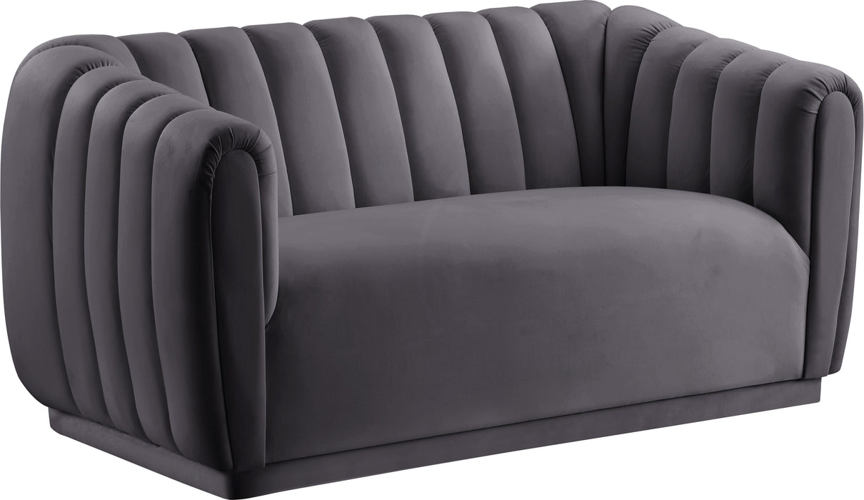 Dixie Grey Velvet Loveseat - Bargain Furniture (Detroit, MI)