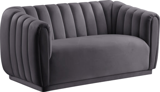Dixie Grey Velvet Loveseat - Bargain Furniture (Detroit, MI)