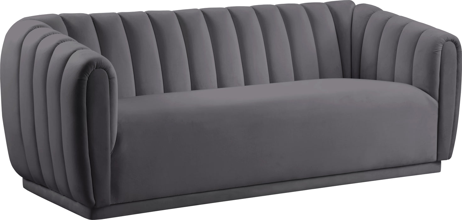Dixie Grey Velvet Sofa - Bargain Furniture (Detroit, MI)