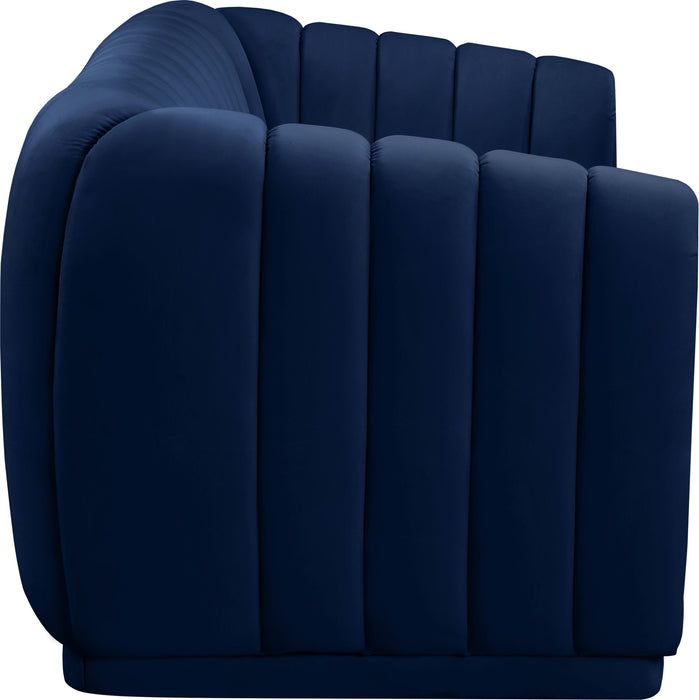 Dixie Navy Velvet Sofa - Bargain Furniture (Detroit, MI)