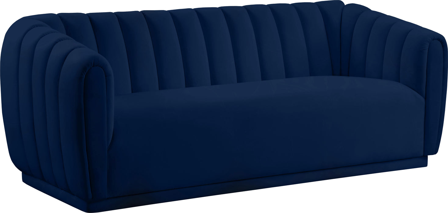 Dixie Navy Velvet Sofa - Bargain Furniture (Detroit, MI)