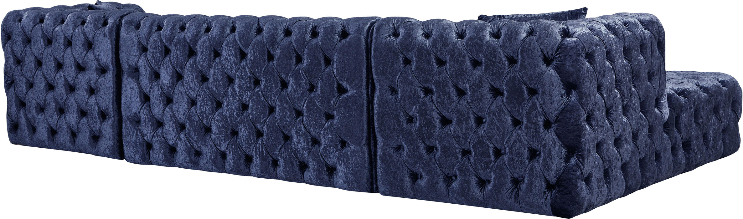 Coco Navy Velvet 3pc. Sectional (3 Boxes) - Bargain Furniture (Detroit, MI)