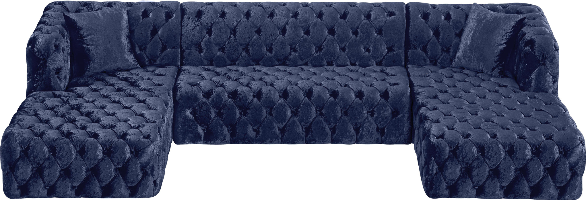 Coco Navy Velvet 3pc. Sectional (3 Boxes) - Bargain Furniture (Detroit, MI)