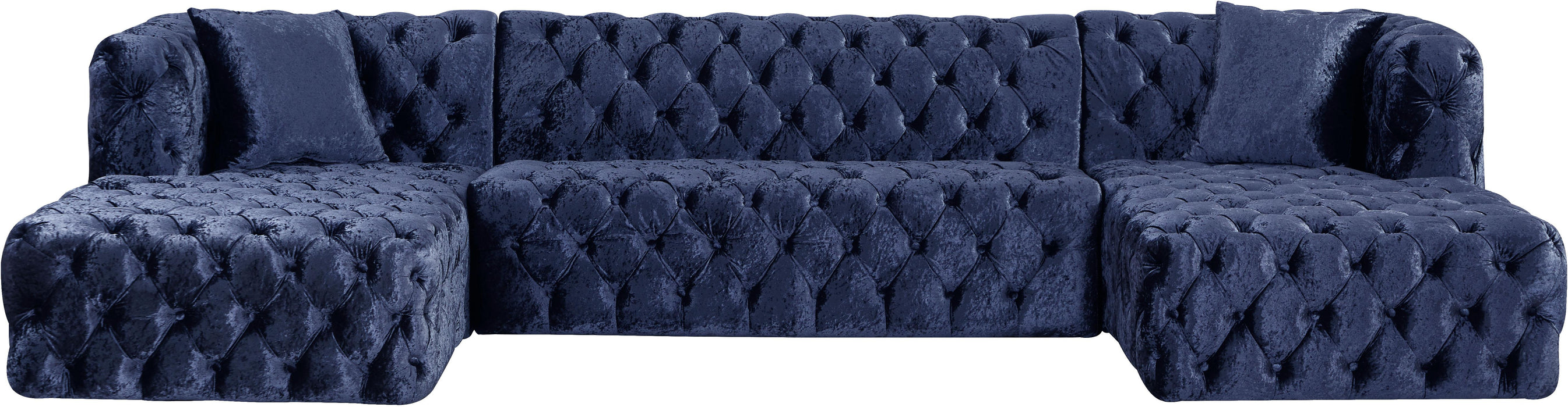 Coco Navy Velvet 3pc. Sectional (3 Boxes) - Bargain Furniture (Detroit, MI)