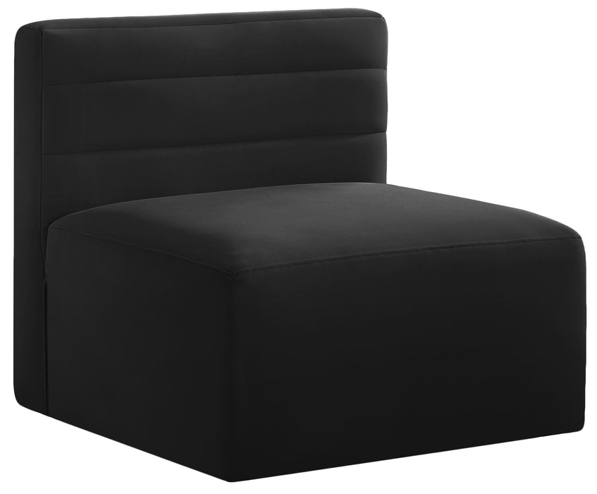 Quincy Black Velvet Modular Armless Chair - Bargain Furniture (Detroit, MI)