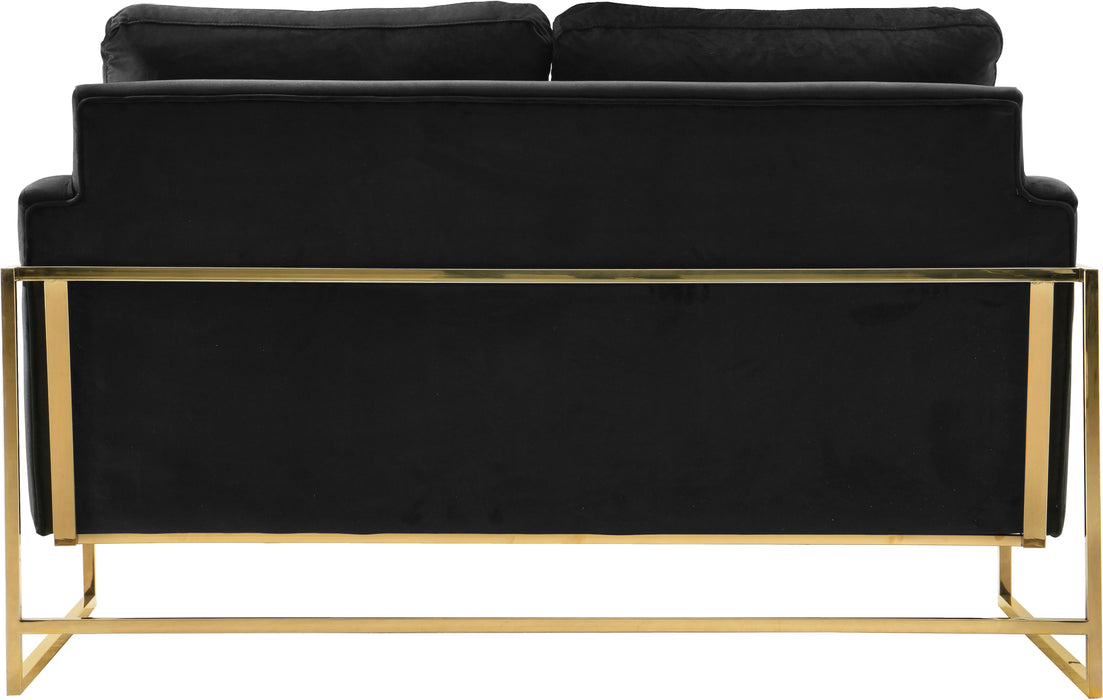 Mila Black Velvet Loveseat - Bargain Furniture (Detroit, MI)