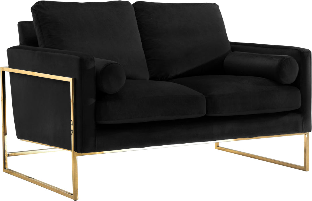 Mila Black Velvet Loveseat - Bargain Furniture (Detroit, MI)