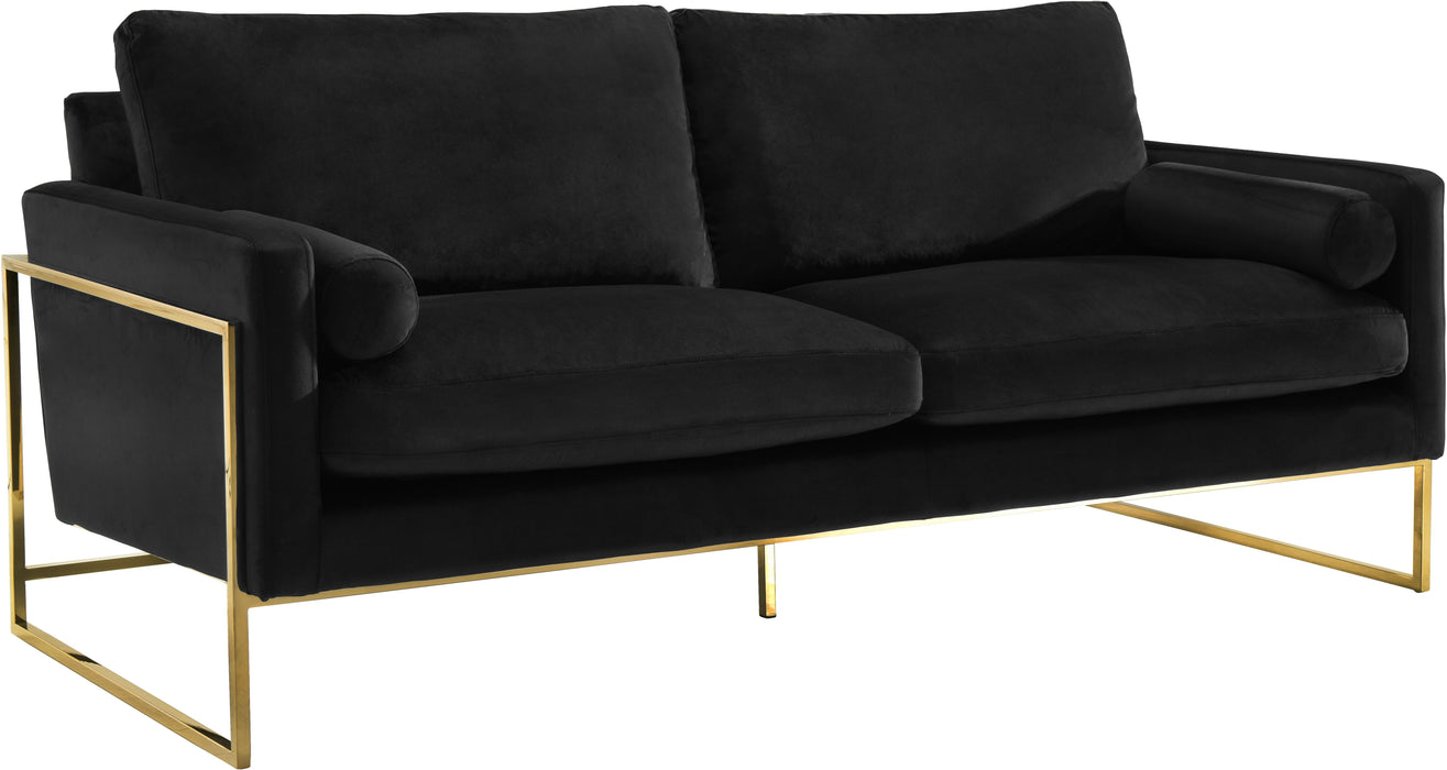 Mila Black Velvet Sofa - Bargain Furniture (Detroit, MI)