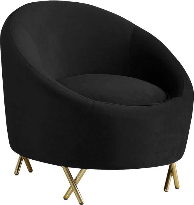 Serpentine Black Velvet Chair - Bargain Furniture (Detroit, MI)