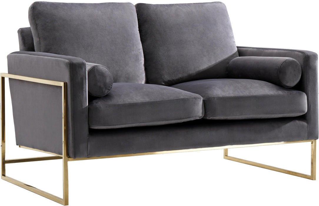 Mila Grey Velvet Loveseat - Bargain Furniture (Detroit, MI)