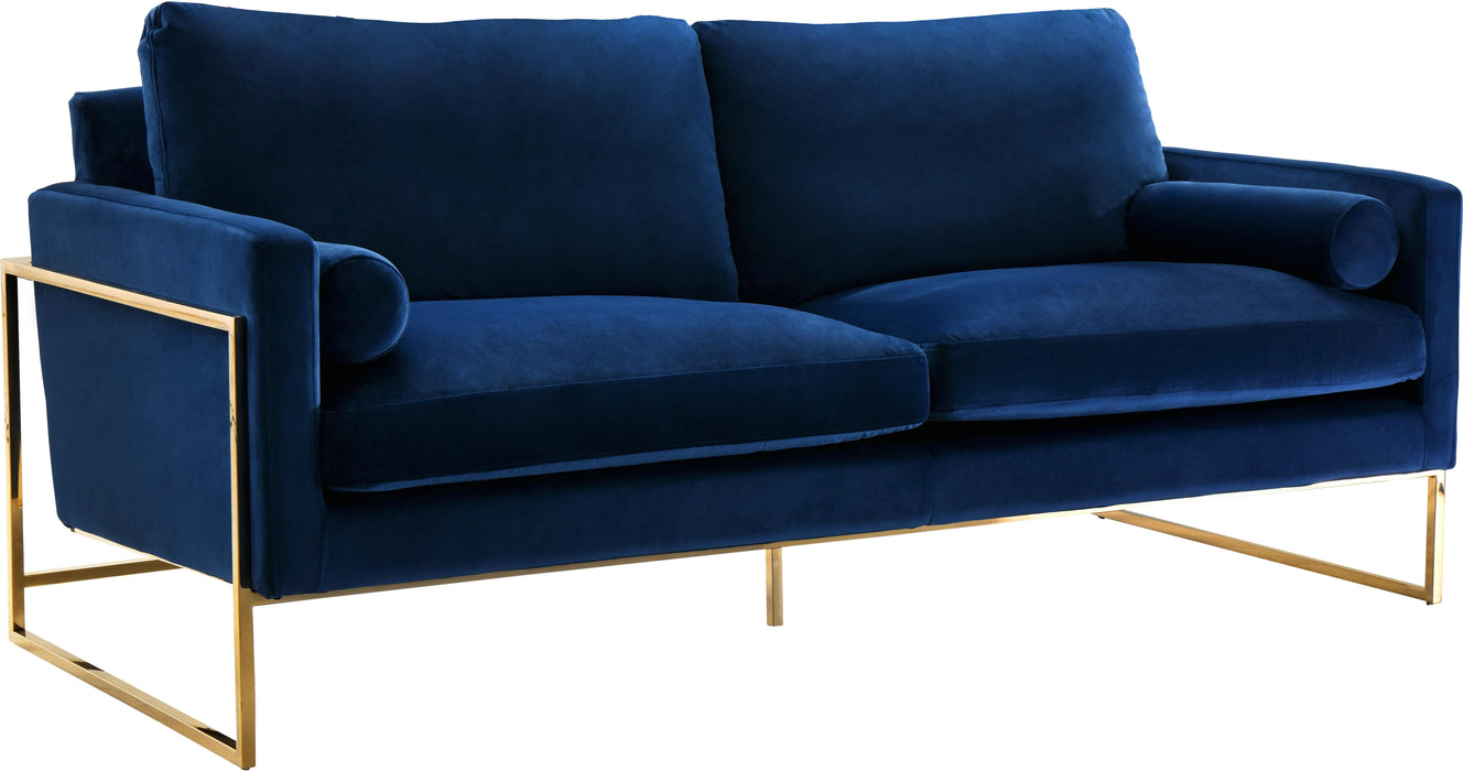Mila Navy Velvet Sofa - Bargain Furniture (Detroit, MI)