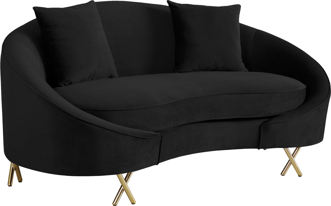 Serpentine Black Velvet Loveseat - Bargain Furniture (Detroit, MI)
