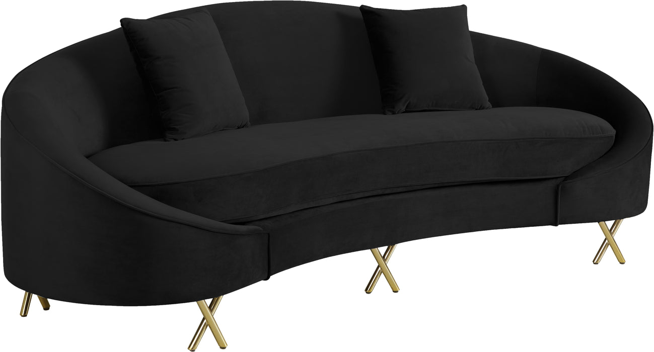 Serpentine Black Velvet Sofa - Bargain Furniture (Detroit, MI)