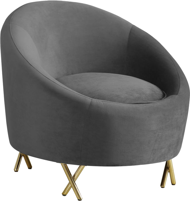Serpentine Grey Velvet Chair - Bargain Furniture (Detroit, MI)