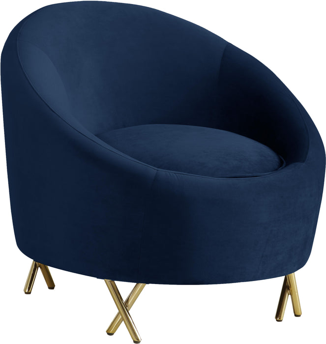 Serpentine Navy Velvet Chair - Bargain Furniture (Detroit, MI)