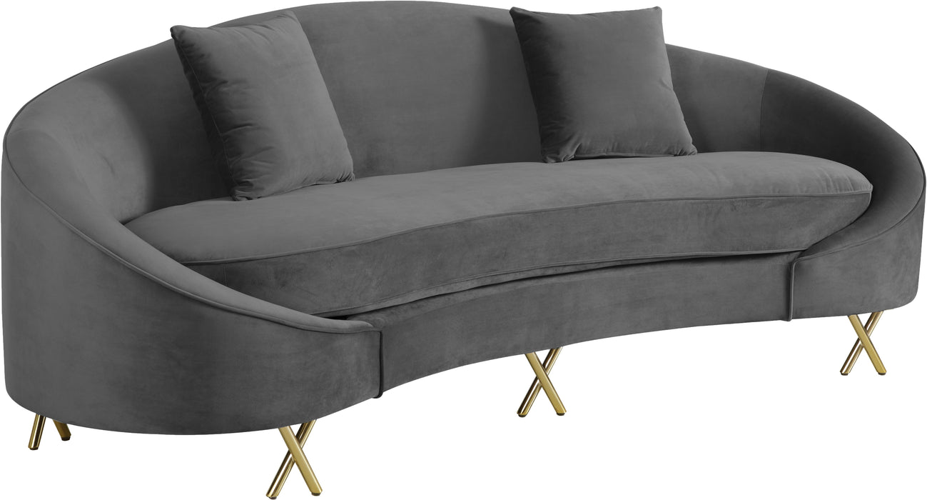 Serpentine Grey Velvet Sofa - Bargain Furniture (Detroit, MI)