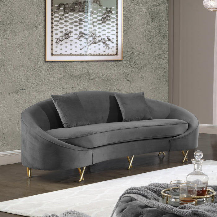 Serpentine Grey Velvet Sofa - Bargain Furniture (Detroit, MI)