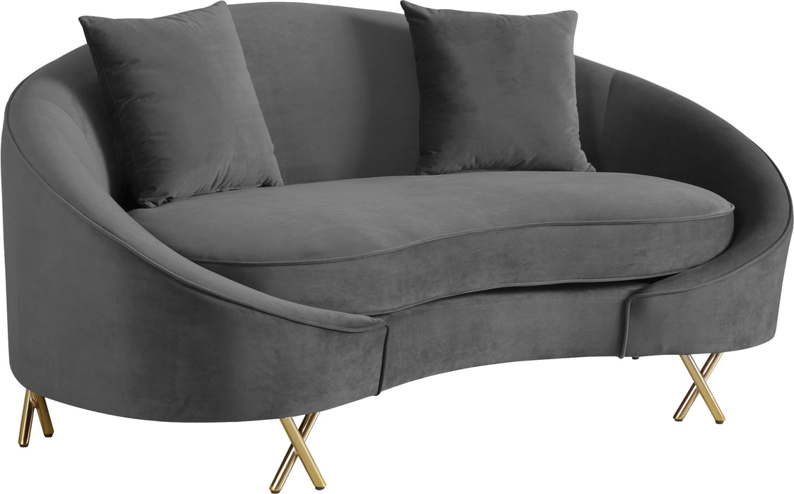 Serpentine Grey Velvet Loveseat - Bargain Furniture (Detroit, MI)