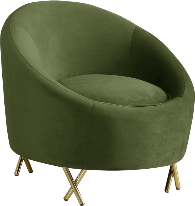 Serpentine Olive Velvet Chair - Bargain Furniture (Detroit, MI)