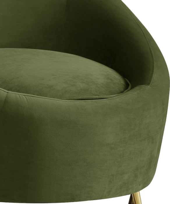 Serpentine Olive Velvet Chair - Bargain Furniture (Detroit, MI)