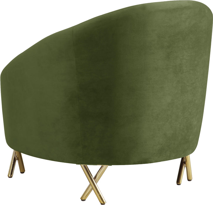 Serpentine Olive Velvet Chair - Bargain Furniture (Detroit, MI)
