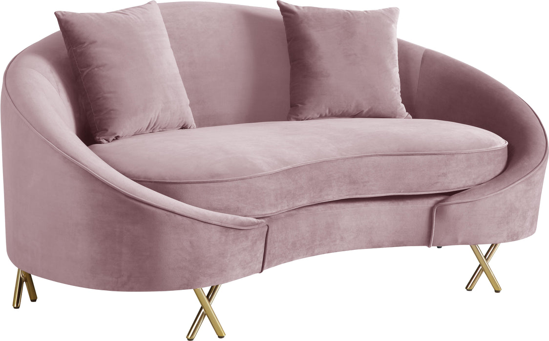 Serpentine Pink Velvet Loveseat - Bargain Furniture (Detroit, MI)