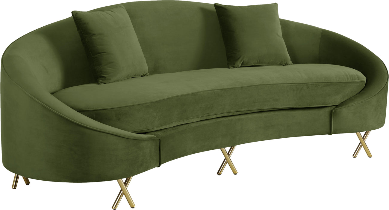 Serpentine Olive Velvet Sofa - Bargain Furniture (Detroit, MI)