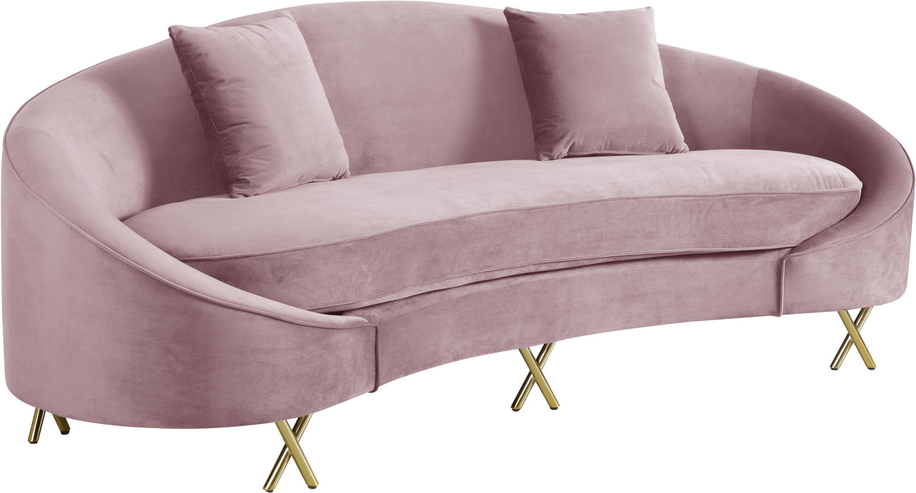 Serpentine Pink Velvet Sofa - Bargain Furniture (Detroit, MI)