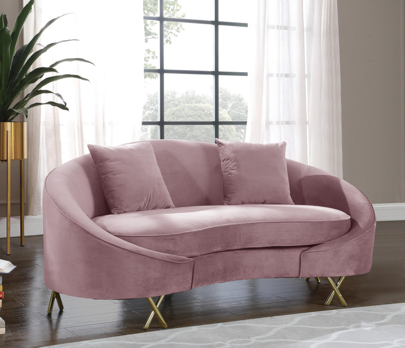 Serpentine Pink Velvet Loveseat - Bargain Furniture (Detroit, MI)