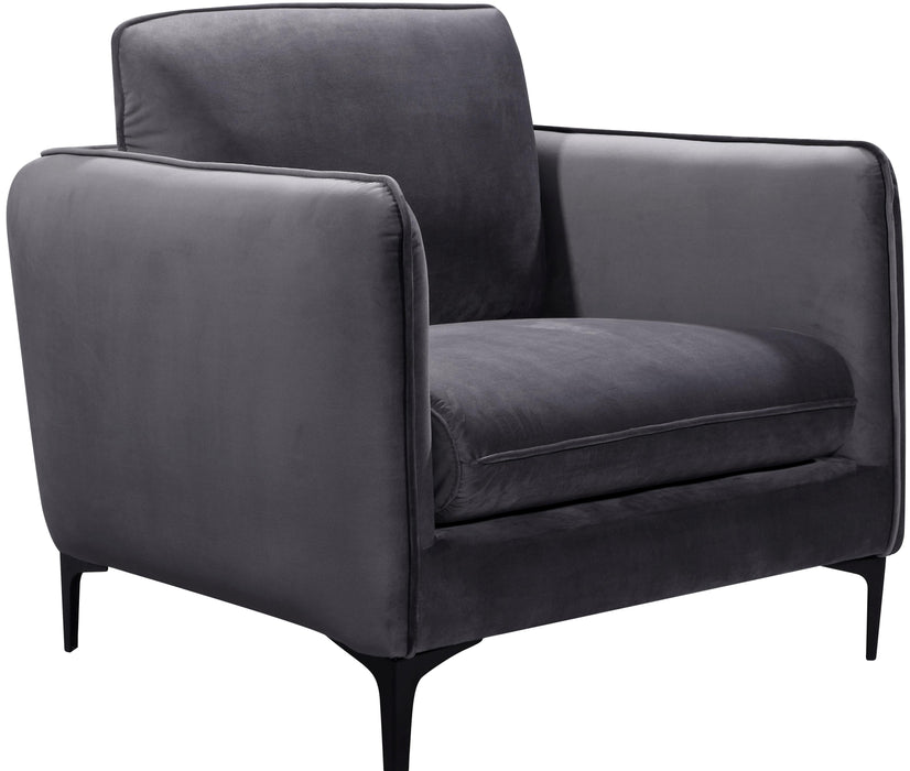Poppy Grey Velvet Chair - Bargain Furniture (Detroit, MI)