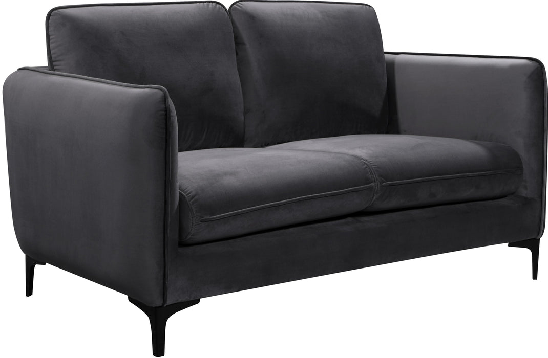 Poppy Grey Velvet Loveseat - Bargain Furniture (Detroit, MI)