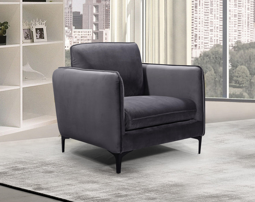 Poppy Grey Velvet Chair - Bargain Furniture (Detroit, MI)