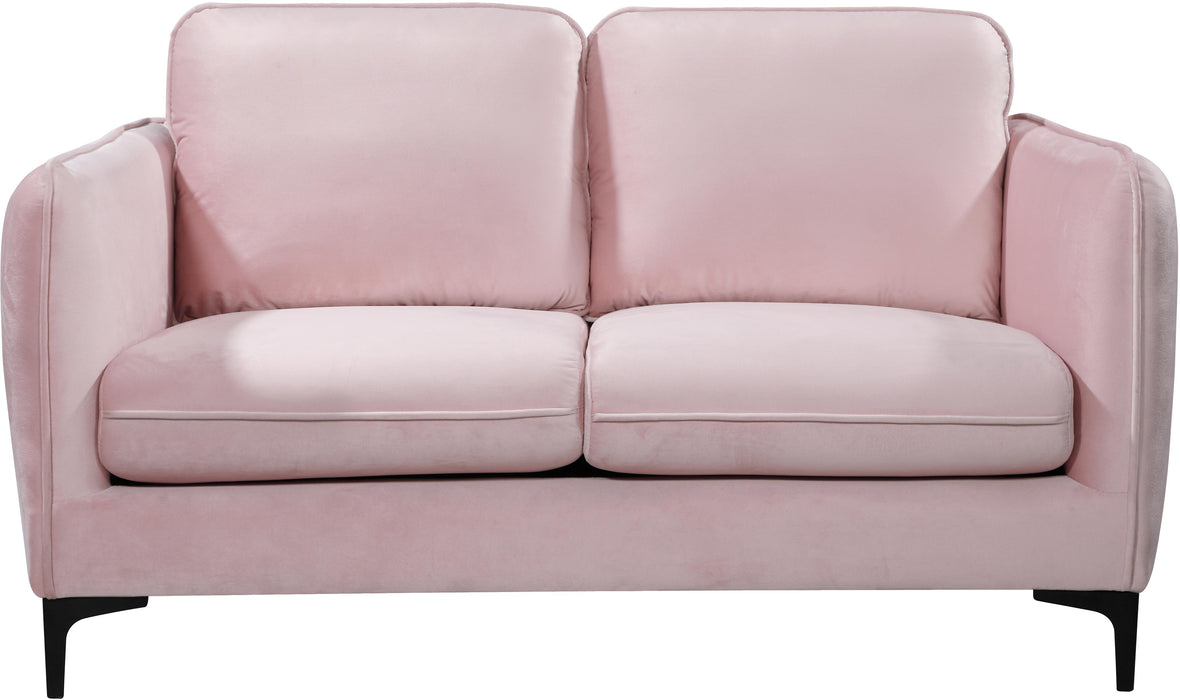 Poppy Pink Velvet Loveseat - Bargain Furniture (Detroit, MI)