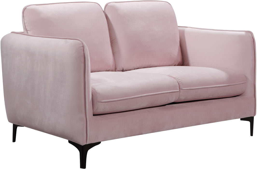 Poppy Pink Velvet Loveseat - Bargain Furniture (Detroit, MI)
