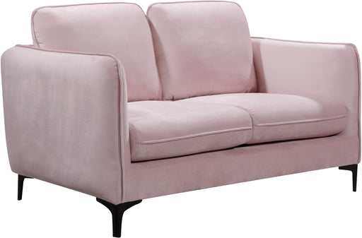 Poppy Pink Velvet Loveseat - Bargain Furniture (Detroit, MI)