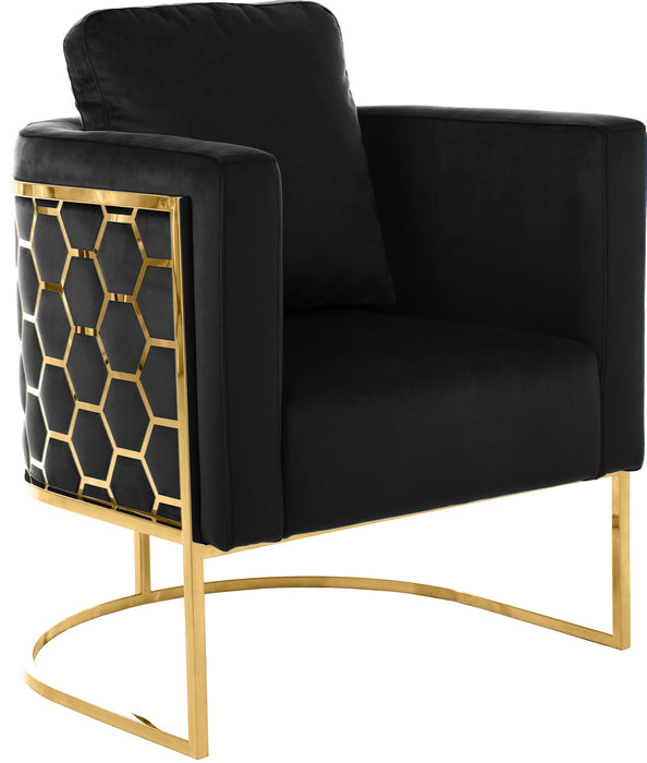 Casa Black Velvet Chair - Bargain Furniture (Detroit, MI)