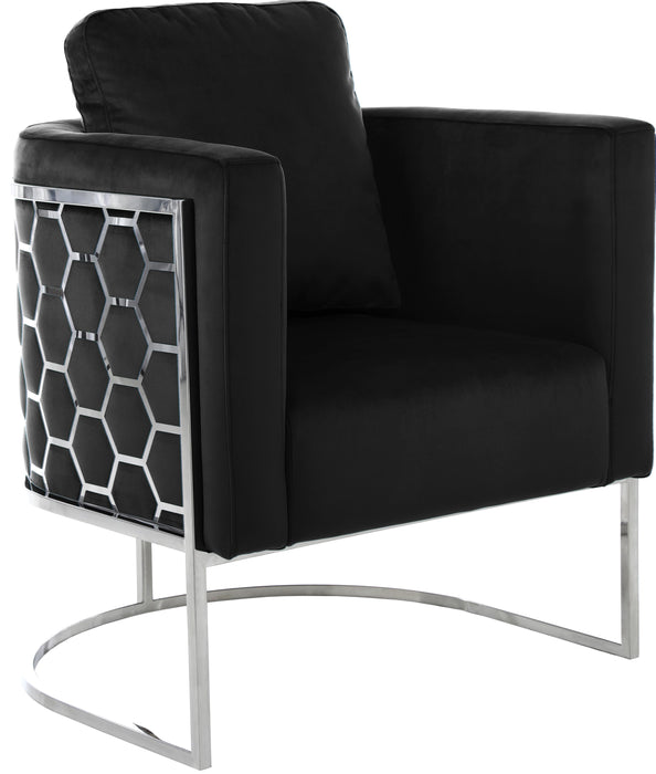 Casa Black Velvet Chair - Bargain Furniture (Detroit, MI)