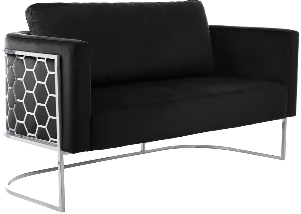 Casa Black Velvet Loveseat - Bargain Furniture (Detroit, MI)