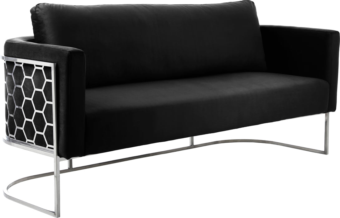 Casa Black Velvet Sofa - Bargain Furniture (Detroit, MI)