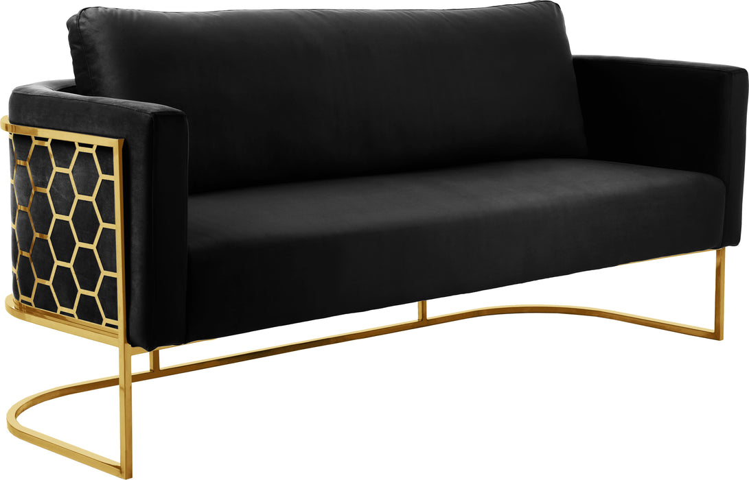 Casa Black Velvet Sofa - Bargain Furniture (Detroit, MI)