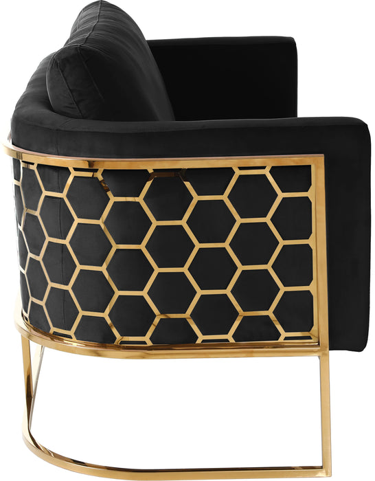 Casa Black Velvet Sofa - Bargain Furniture (Detroit, MI)