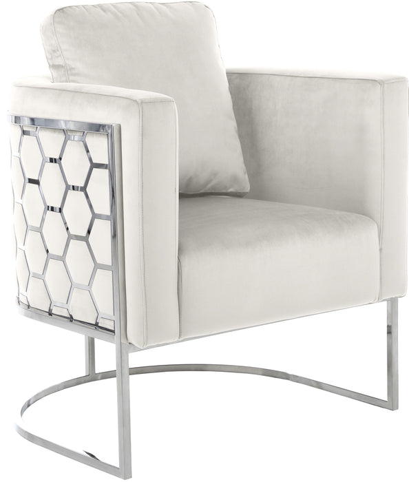 Casa Cream Velvet Chair - Bargain Furniture (Detroit, MI)