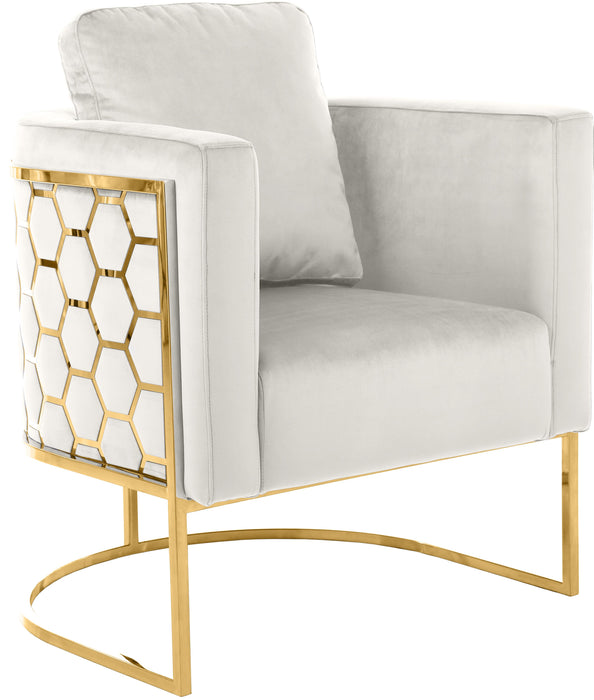 Casa Cream Velvet Chair - Bargain Furniture (Detroit, MI)
