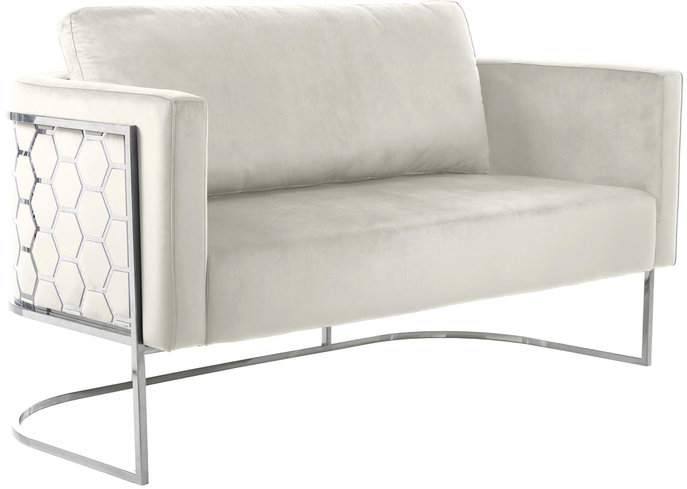 Casa Cream Velvet Loveseat - Bargain Furniture (Detroit, MI)