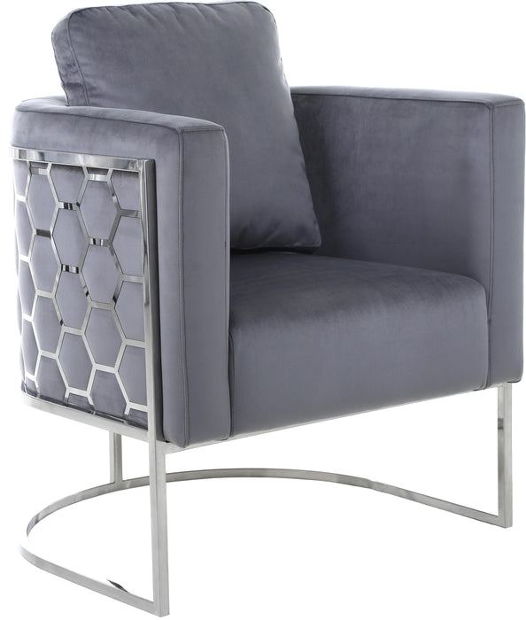 Casa Grey Velvet Chair - Bargain Furniture (Detroit, MI)
