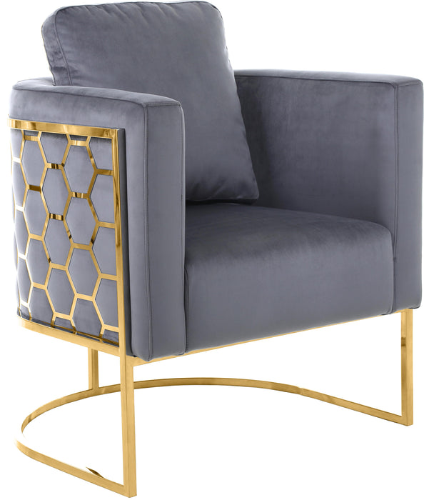 Casa Grey Velvet Chair - Bargain Furniture (Detroit, MI)